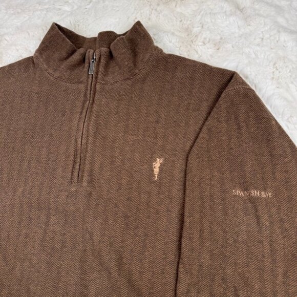 Carnoustie Golf Pullover Jacket 1/4 Zip Spanish Bay Brown Men's Size XL Cotton - Picture 1 of 8